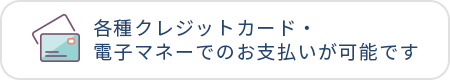 各種クレジットカード・電子マネーでのお支払いが可能です